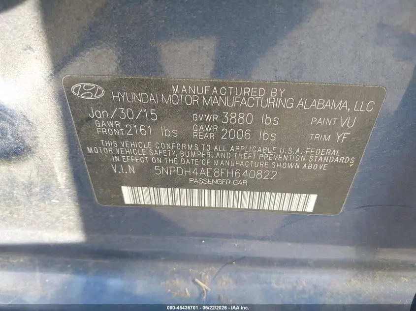 2015 HYUNDAI ELANTRA SE