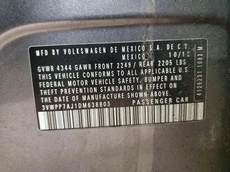 2013 VOLKSWAGEN JETTA S  