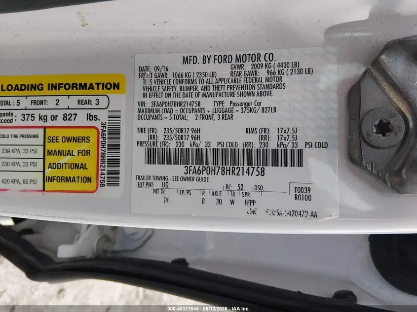 2017 FORD FUSION SE