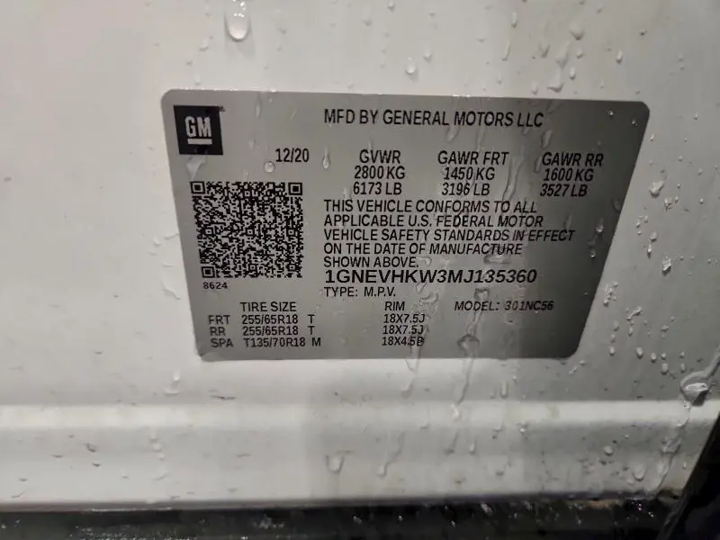 2021 CHEVROLET TRAVERSE LT  