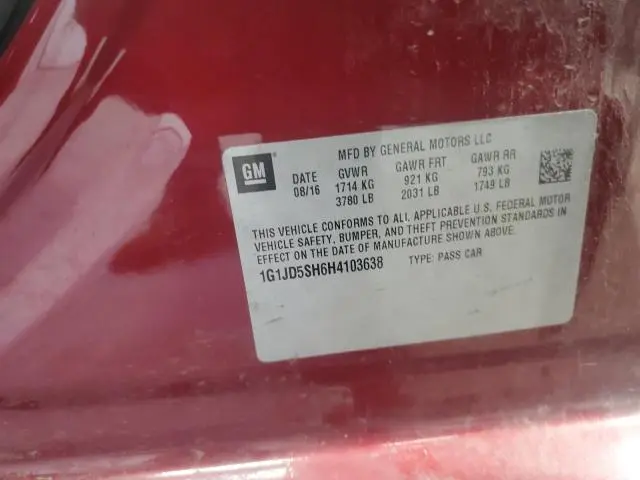 2017 CHEVROLET SONIC LT