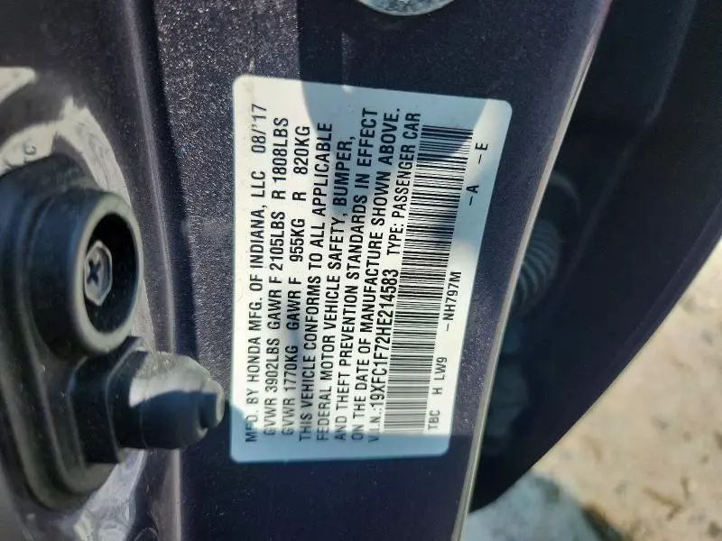 2017 HONDA CIVIC EXL  