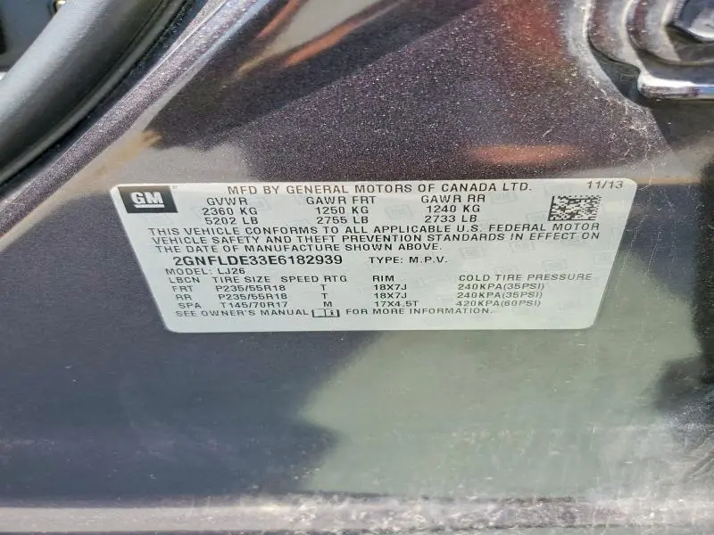 2014 CHEVROLET EQUINOX LTZ  