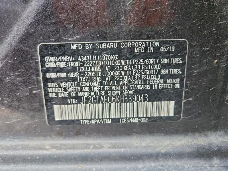 2019 SUBARU CROSSTREK PREMIUM  