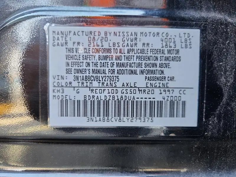 2020 NISSAN SENTRA SV  