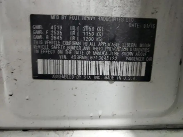 2015 SUBARU LEGACY 2.5I LIMITED