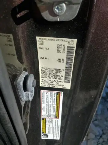 2012 NISSAN ALTIMA S  