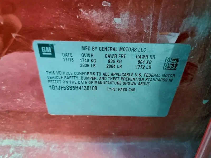 2017 CHEVROLET SONIC PREMIER  