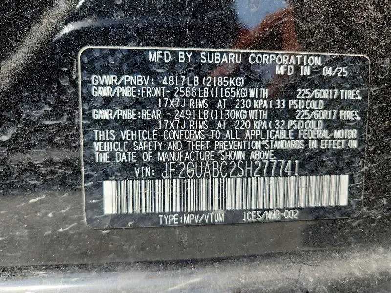 2025 SUBARU CROSSTREK   