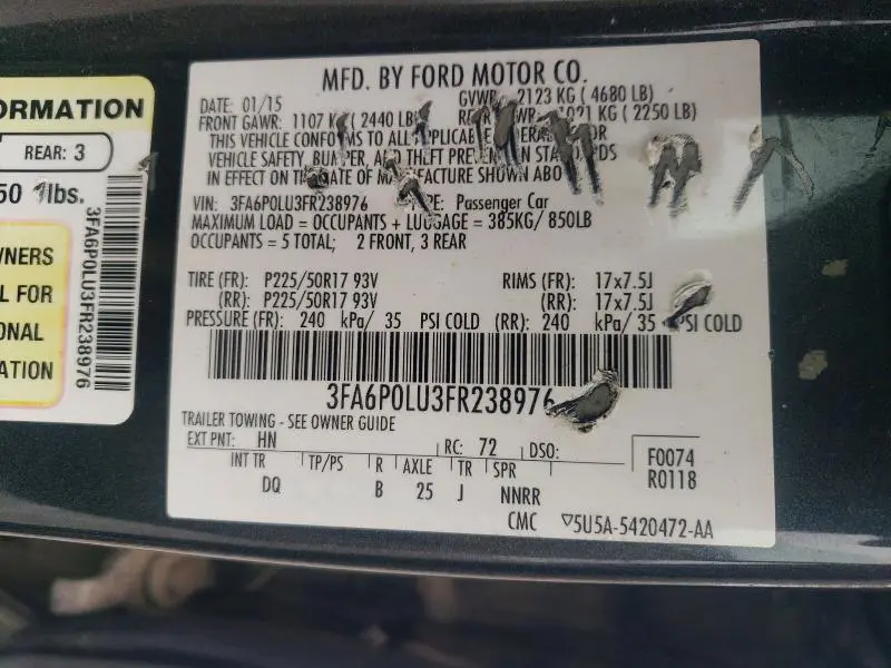2015 FORD FUSION SE HYBRID  