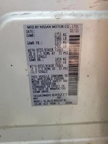 2015 NISSAN PATHFINDER S  