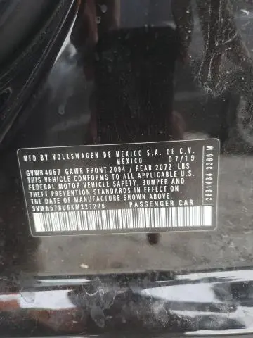 2019 VOLKSWAGEN JETTA S  