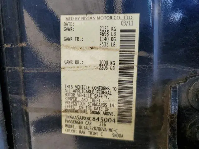 2011 NISSAN MAXIMA S  