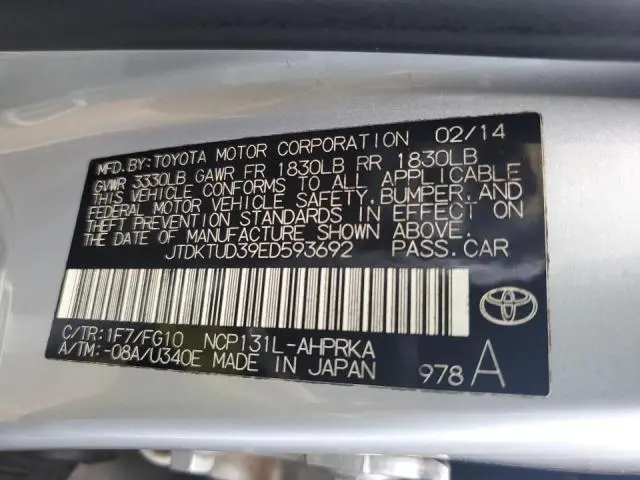 2014 TOYOTA YARIS   