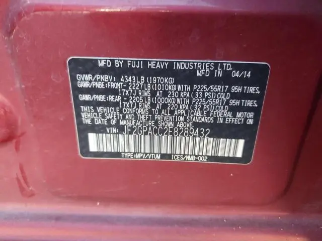 2014 SUBARU XV CROSSTREK 2.0 PREMIUM  