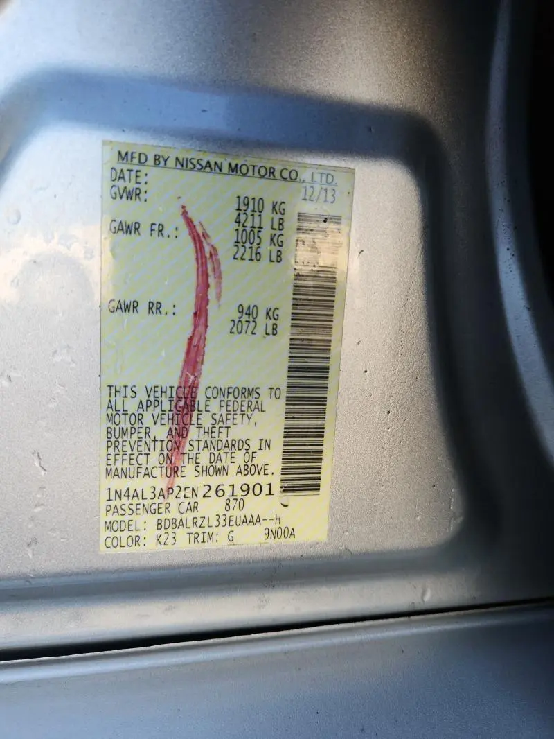 2014 NISSAN ALTIMA 2.5  