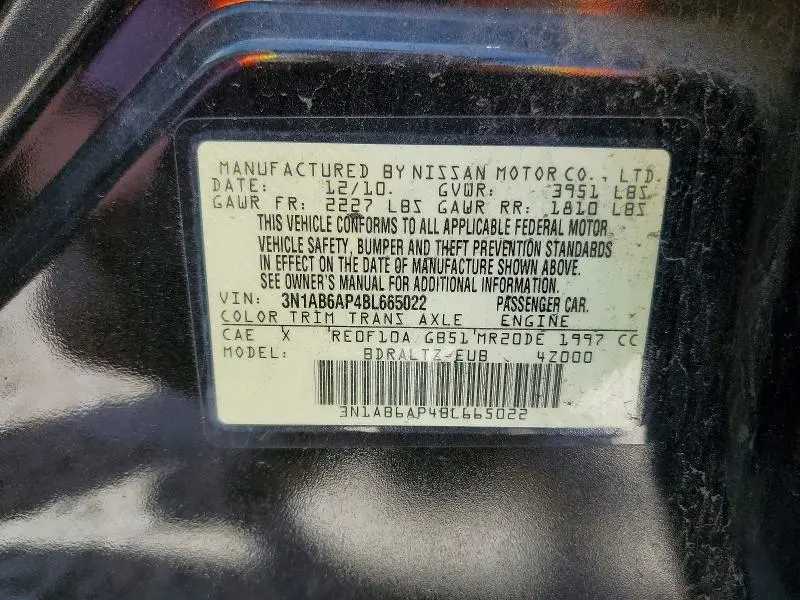 2011 NISSAN SENTRA 2.0/2.0S/SR/2.0SL  
