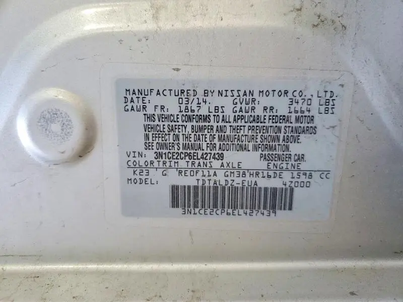2014 NISSAN VERSA NOTE SV  