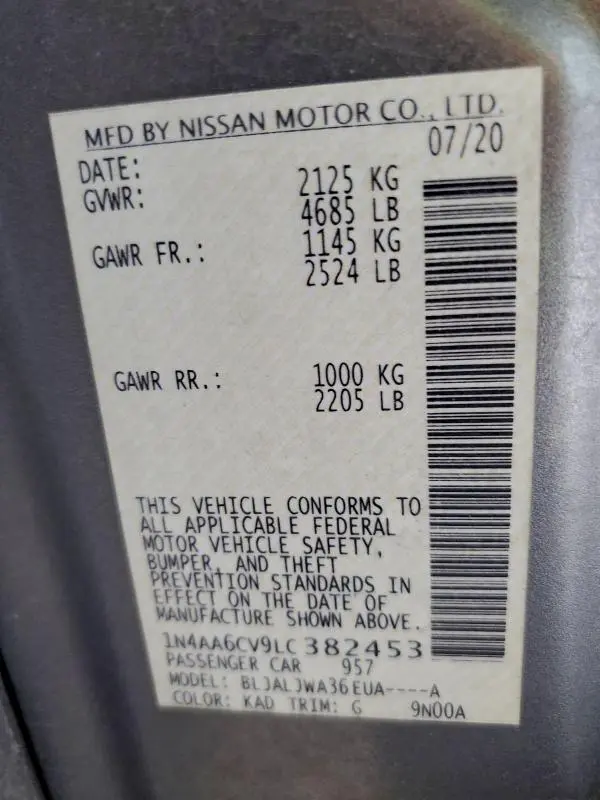 2020 NISSAN MAXIMA SV  