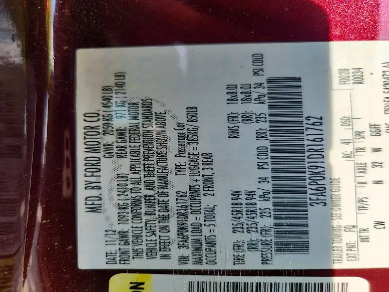 2013 FORD FUSION TITANIUM  