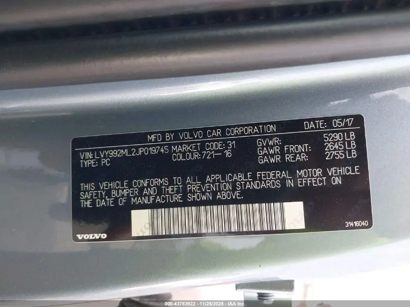 2018 VOLVO S90 T6 INSCRIPTION