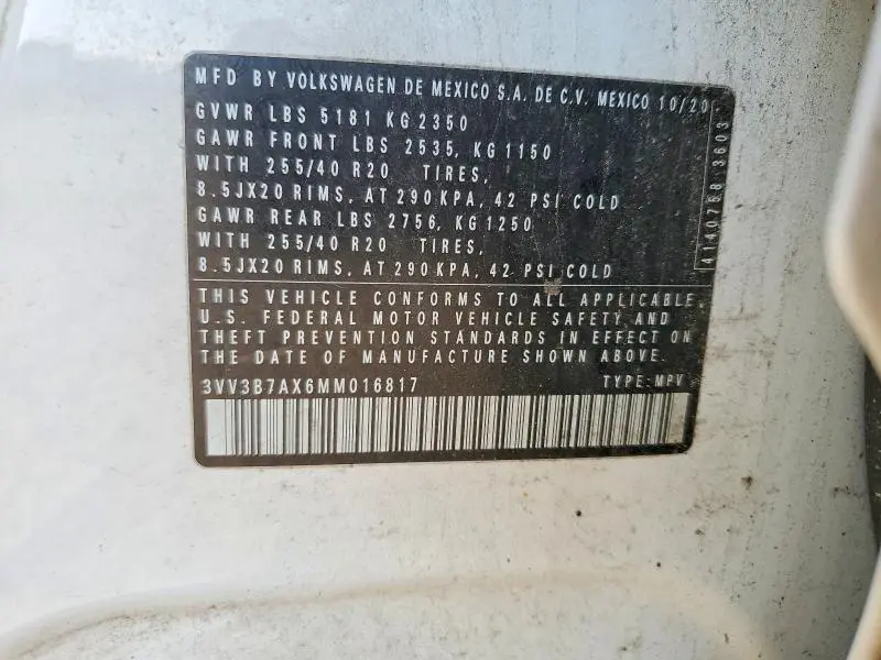 2021 VOLKSWAGEN TIGUAN SE  