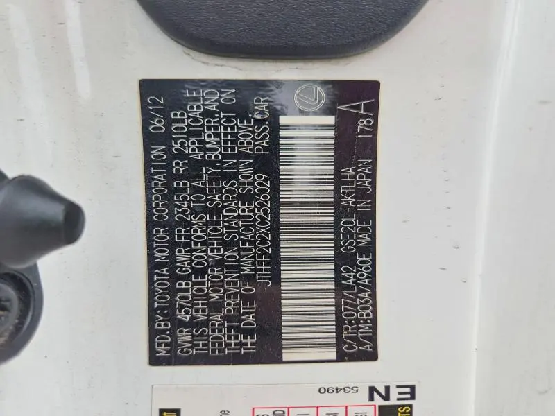 2012 LEXUS IS 250  