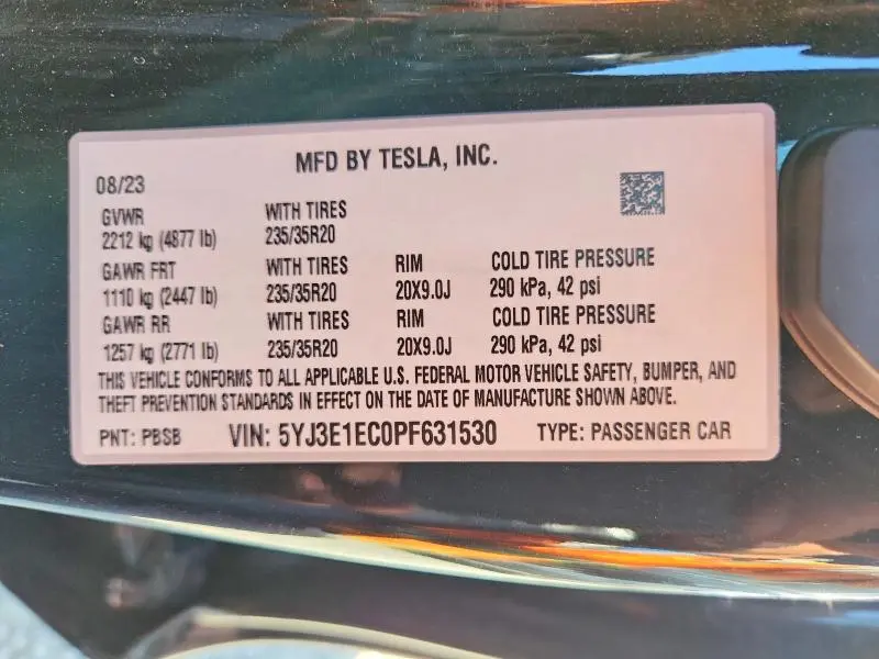 2023 TESLA MODEL 3   