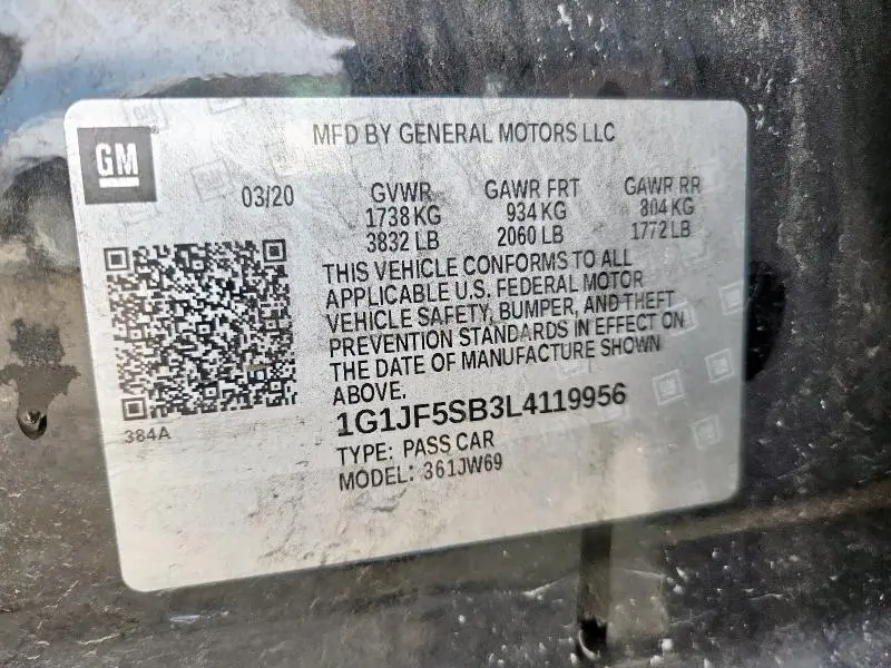 2020 CHEVROLET SONIC PREMIER  