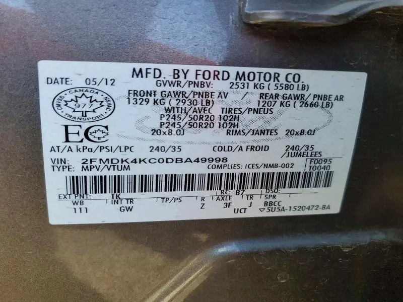 2013 FORD EDGE LIMITED  