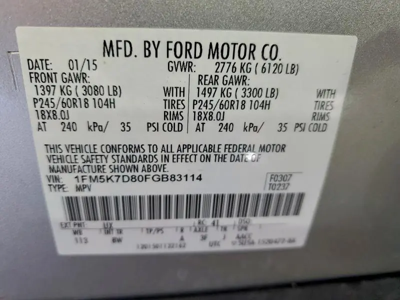 2015 FORD EXPLORER XLT  