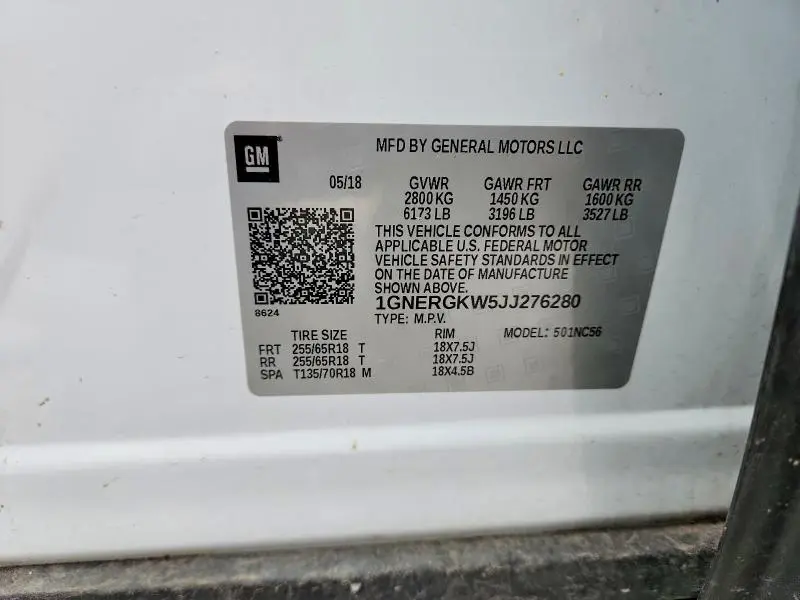 2018 CHEVROLET TRAVERSE LT  