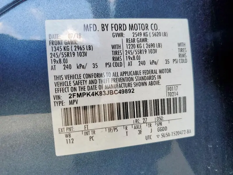 2018 FORD EDGE TITANIUM  