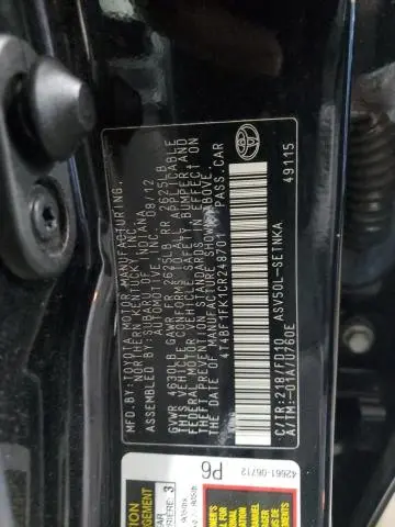 2012 TOYOTA CAMRY BASE  