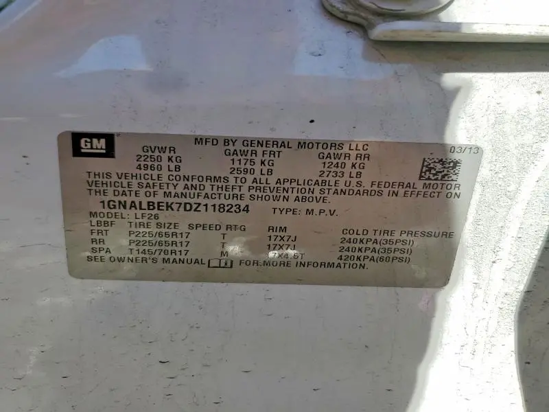 2013 CHEVROLET EQUINOX LS  