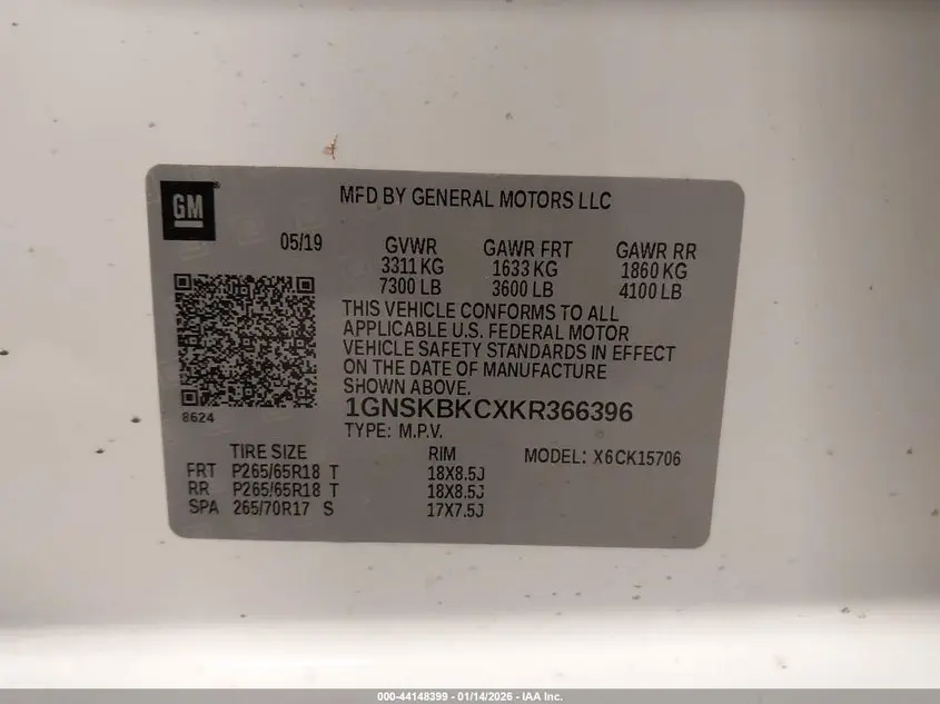 2019 CHEVROLET TAHOE LT