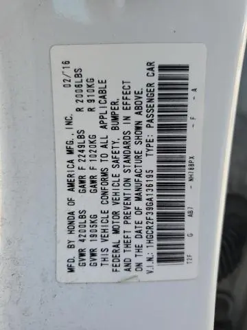 2016 HONDA ACCORD LX  