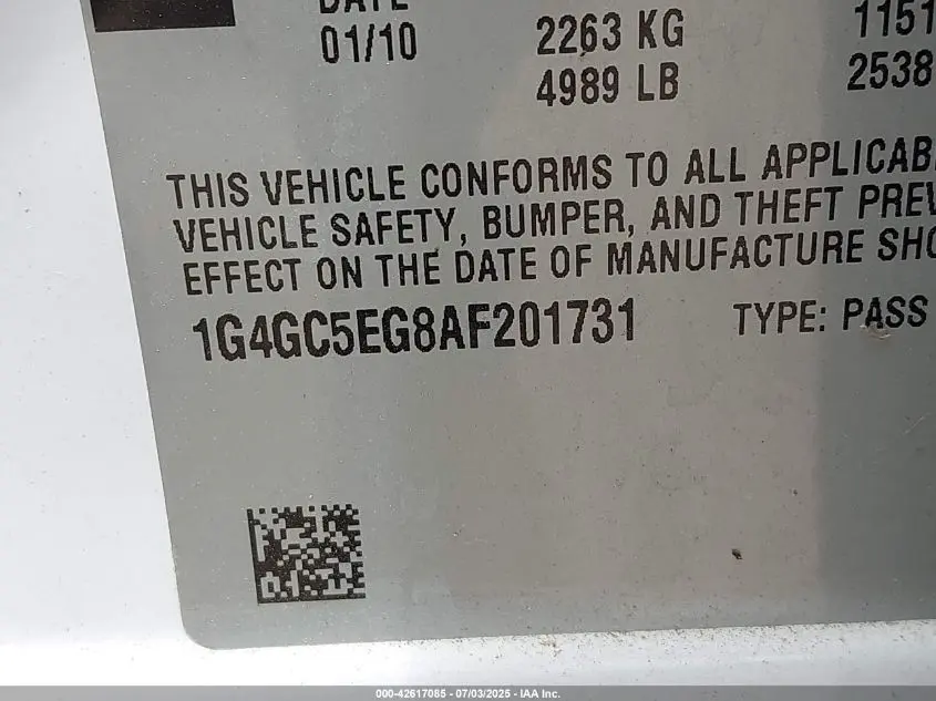 2010 BUICK LACROSSE CXL