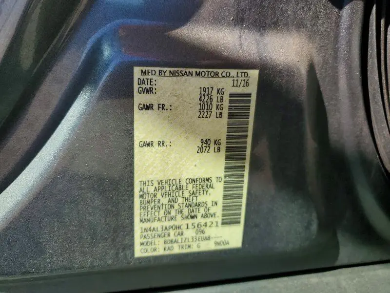 2017 NISSAN ALTIMA 2.5 SV  