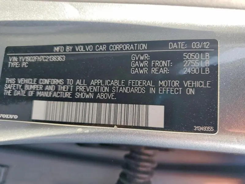 2012 VOLVO S60 T6  