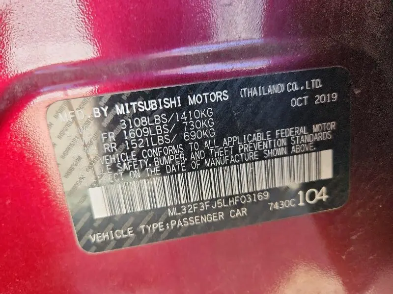 2020 MITSUBISHI MIRAGE   