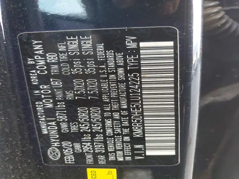 2020 HYUNDAI PALISADE LIMITED  