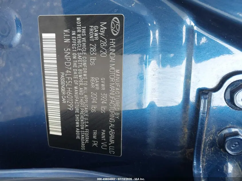 2020 HYUNDAI ELANTRA SE