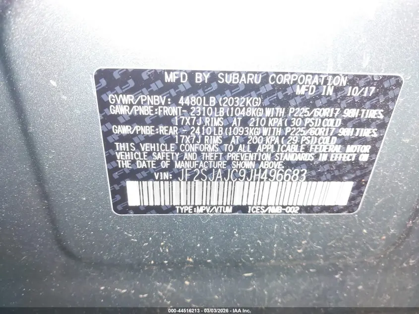 2018 SUBARU FORESTER 2.5I LIMITED