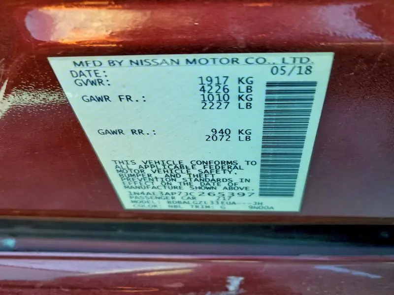 2018 NISSAN ALTIMA 2.5  