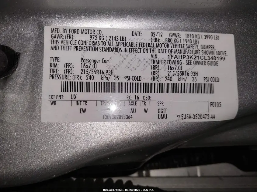 2012 FORD FOCUS SE