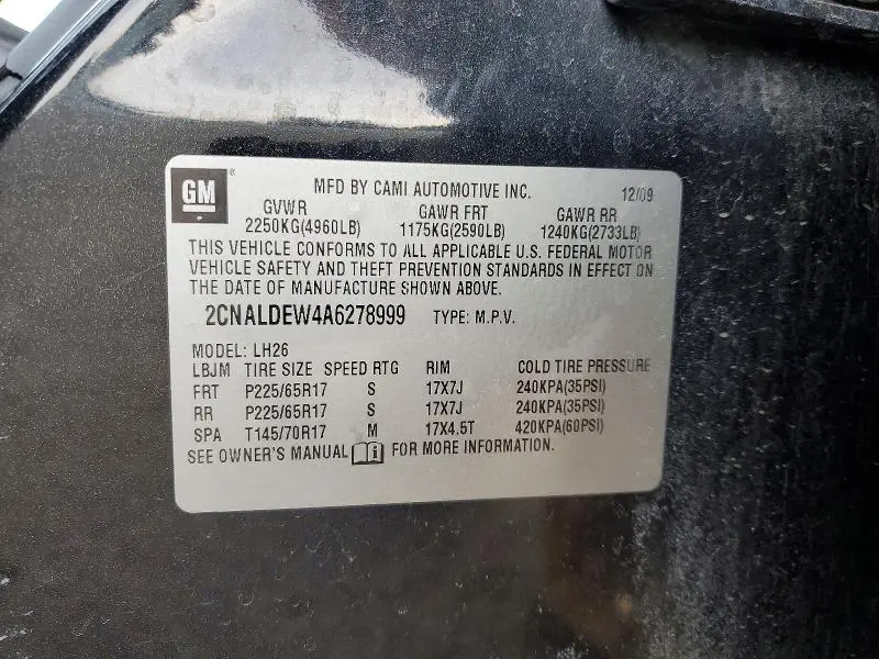 2010 CHEVROLET EQUINOX LT  