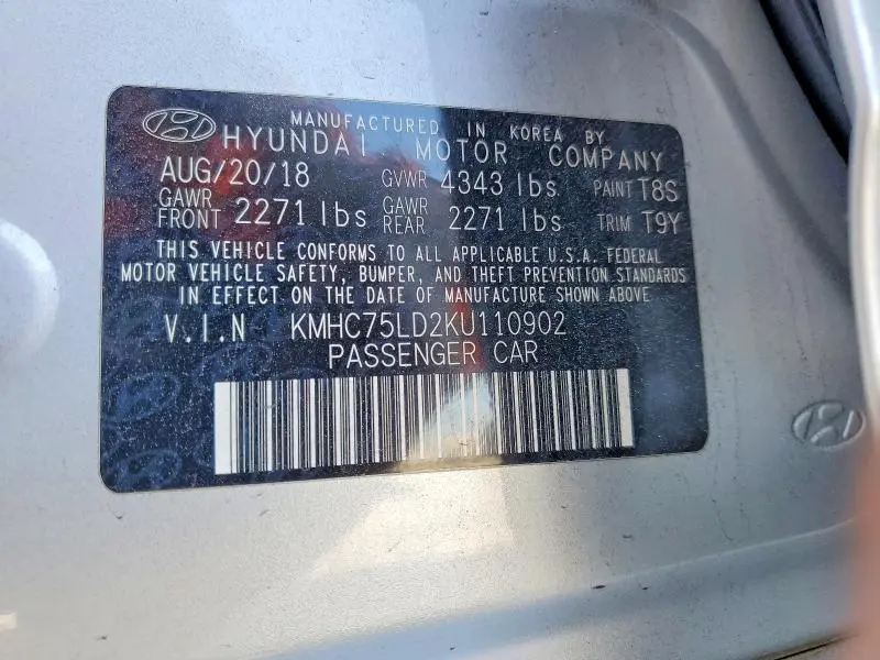 2019 HYUNDAI IONIQ LIMITED  