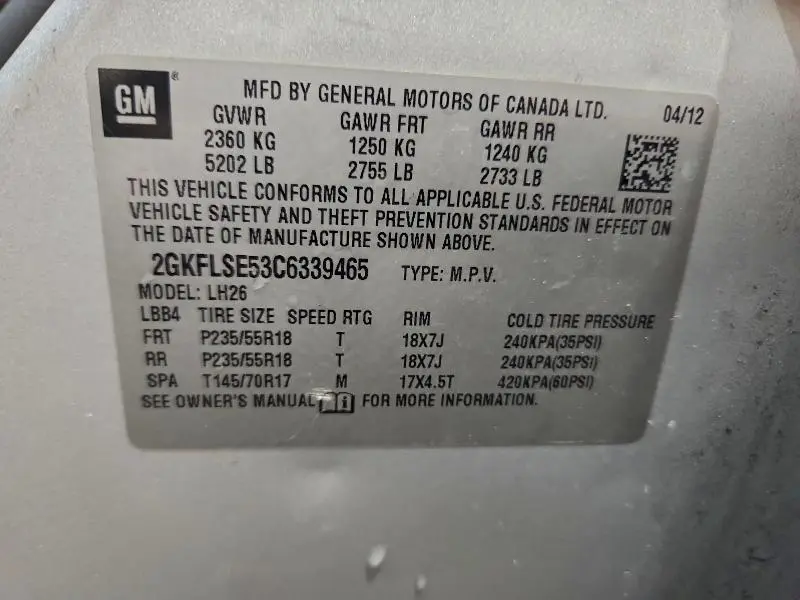 2012 GMC TERRAIN SLE  