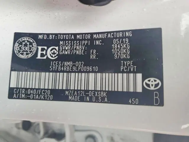 2020 TOYOTA COROLLA SE  